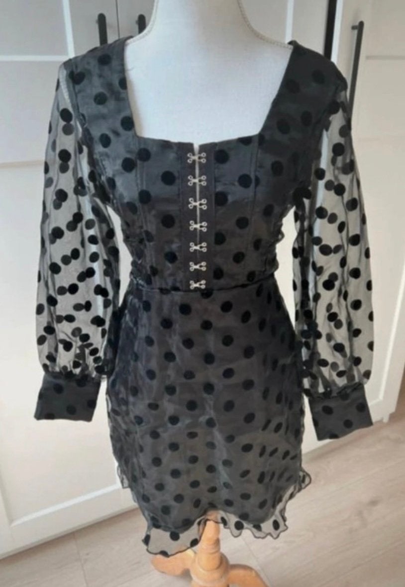 Nw Gothic zwart polkadot jurkje, L=M, Kleding | Dames, Maat 38/40 (M), Zwart, Ophalen of Verzenden, Zo goed als nieuw