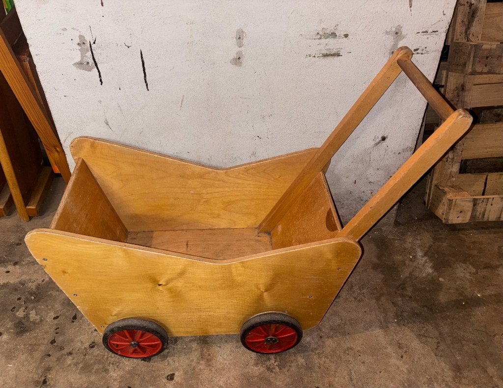 Houten wandelwagen, Ophalen, Gebruikt, Duw- of Trekspeelgoed