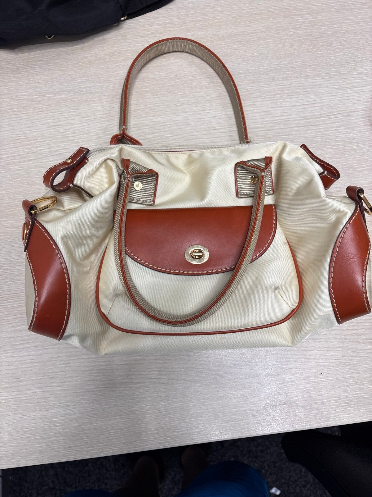 Lancel Handtas Beige met Bruine Details, Ophalen of Verzenden, Gebruikt, Beige, Handtas