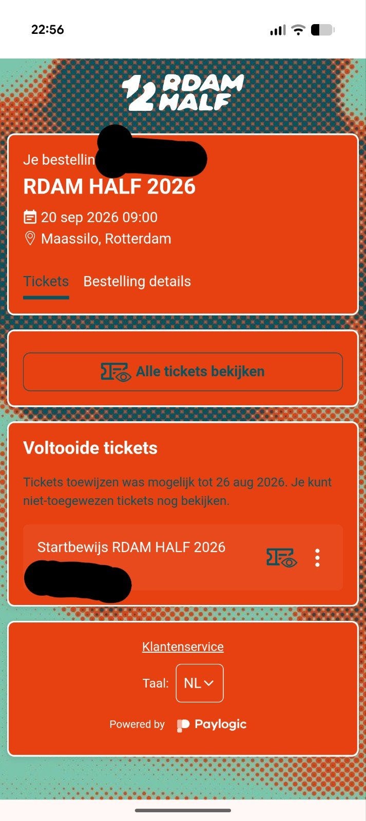 Ticket Rotterdam halve marathon 20 september, Tickets en Kaartjes