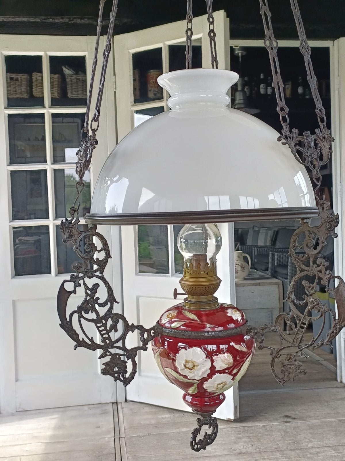 Complete Petroleum Hanglamp met Komos Brenner en Brandweerde, Ophalen