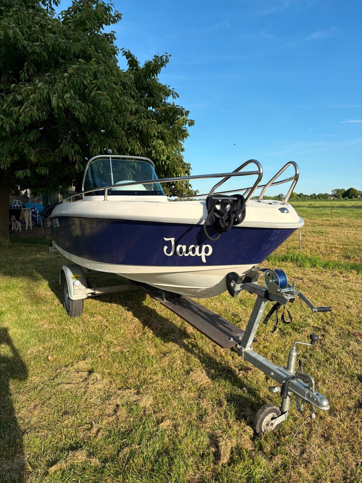 GRP Sprint 425 met een Tohatsu 30pk uit 2023, Watersport en Boten, Vis- en Consoleboten, Ophalen, Zo goed als nieuw, Overige merken