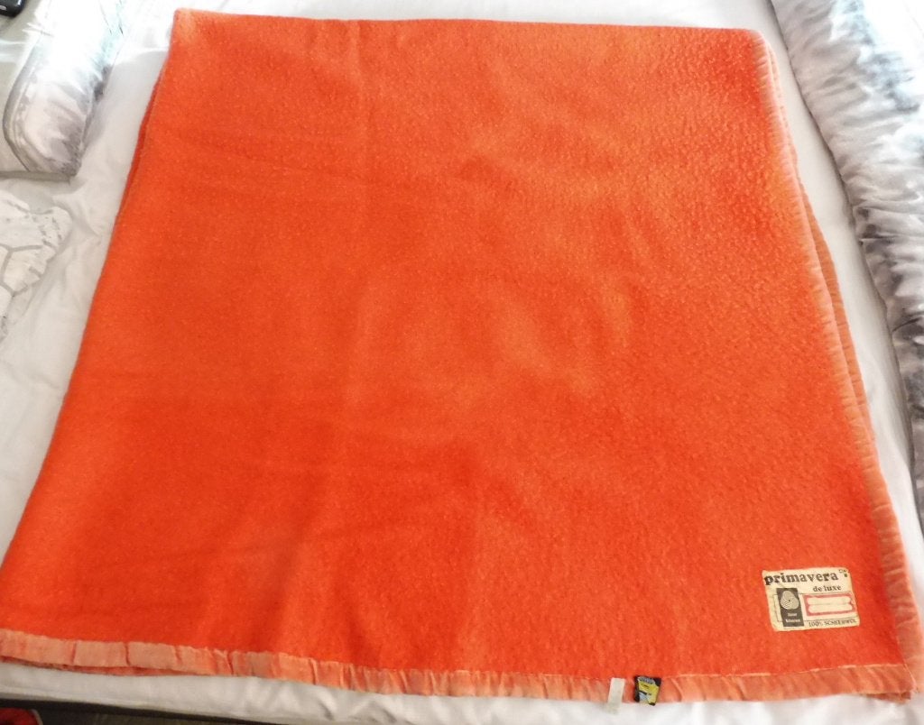 Mooie hard rose wollen deken 220 x 240 cm wol kleed plaid, Ophalen, Gebruikt
