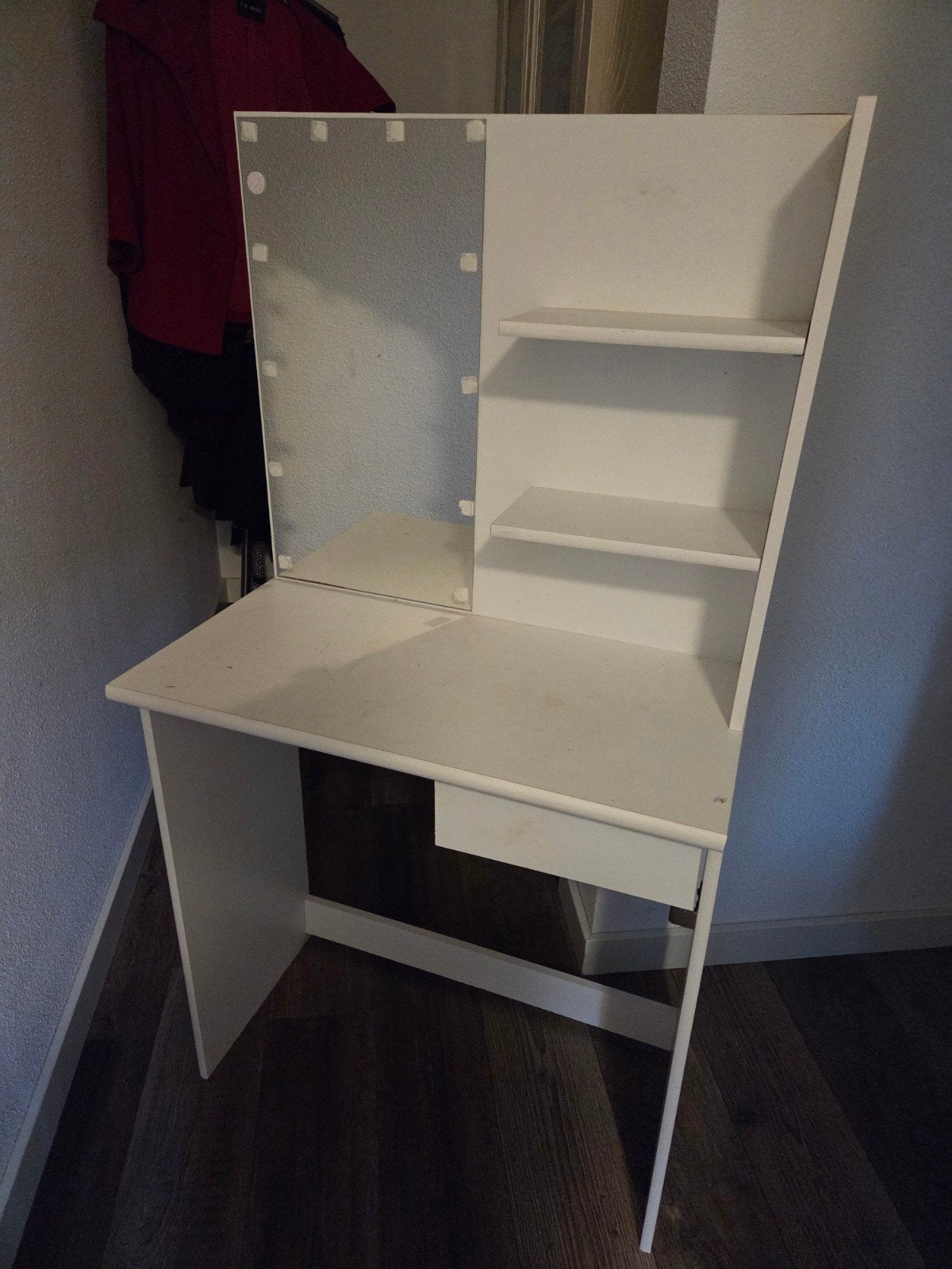 Witte kaptafel met spiegel en lade, Ophalen, Gebruikt, 100 tot 150 cm, 50 tot 100 cm