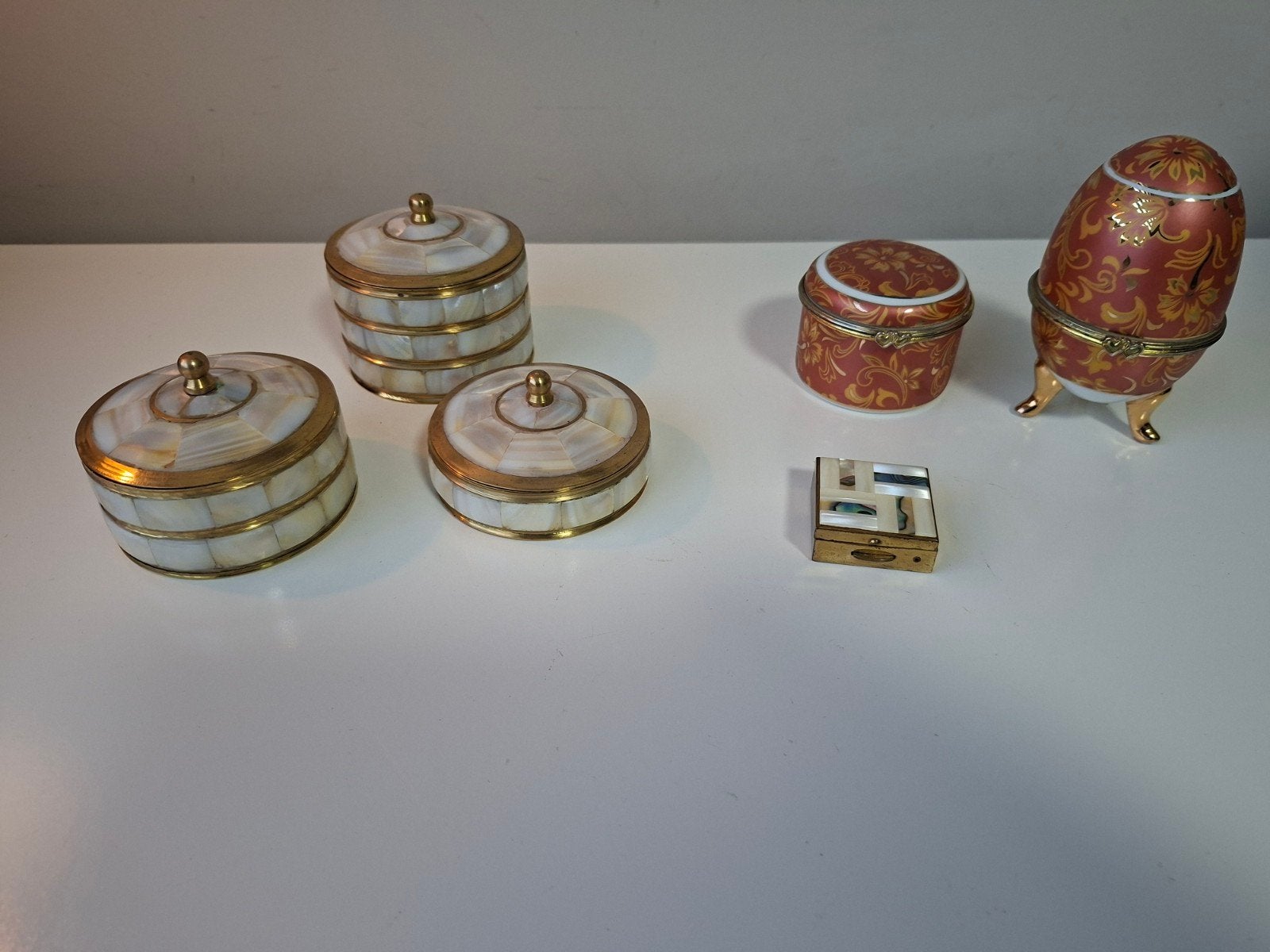 Decoratieve Doosjes en Ei - Parelmoer en Emaille, Ophalen of Verzenden, Zo goed als nieuw