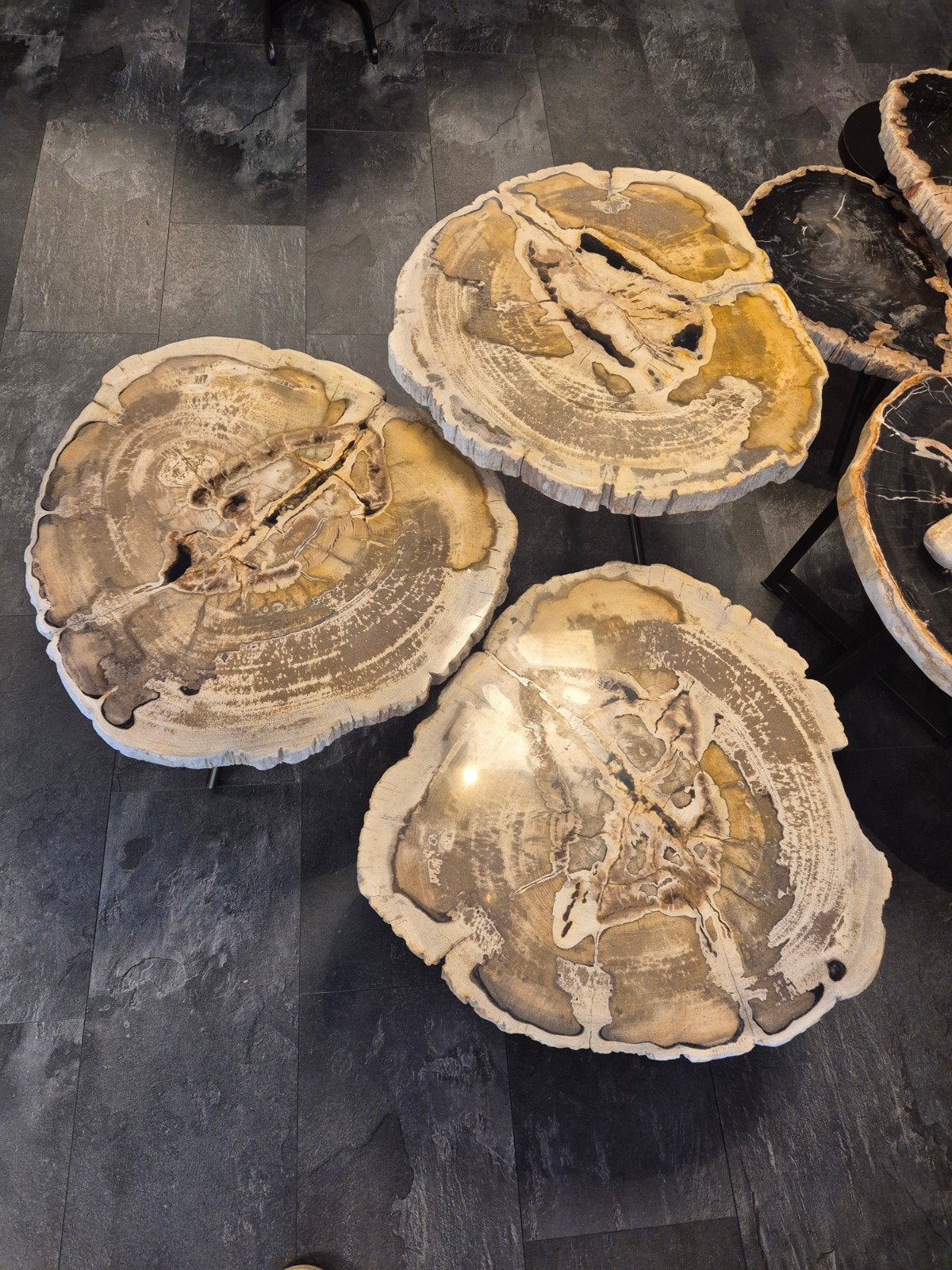 Versteend houten salontafesl set van 3, 50 tot 100 cm, 2841bh, Nieuw, Minder dan 50 cm