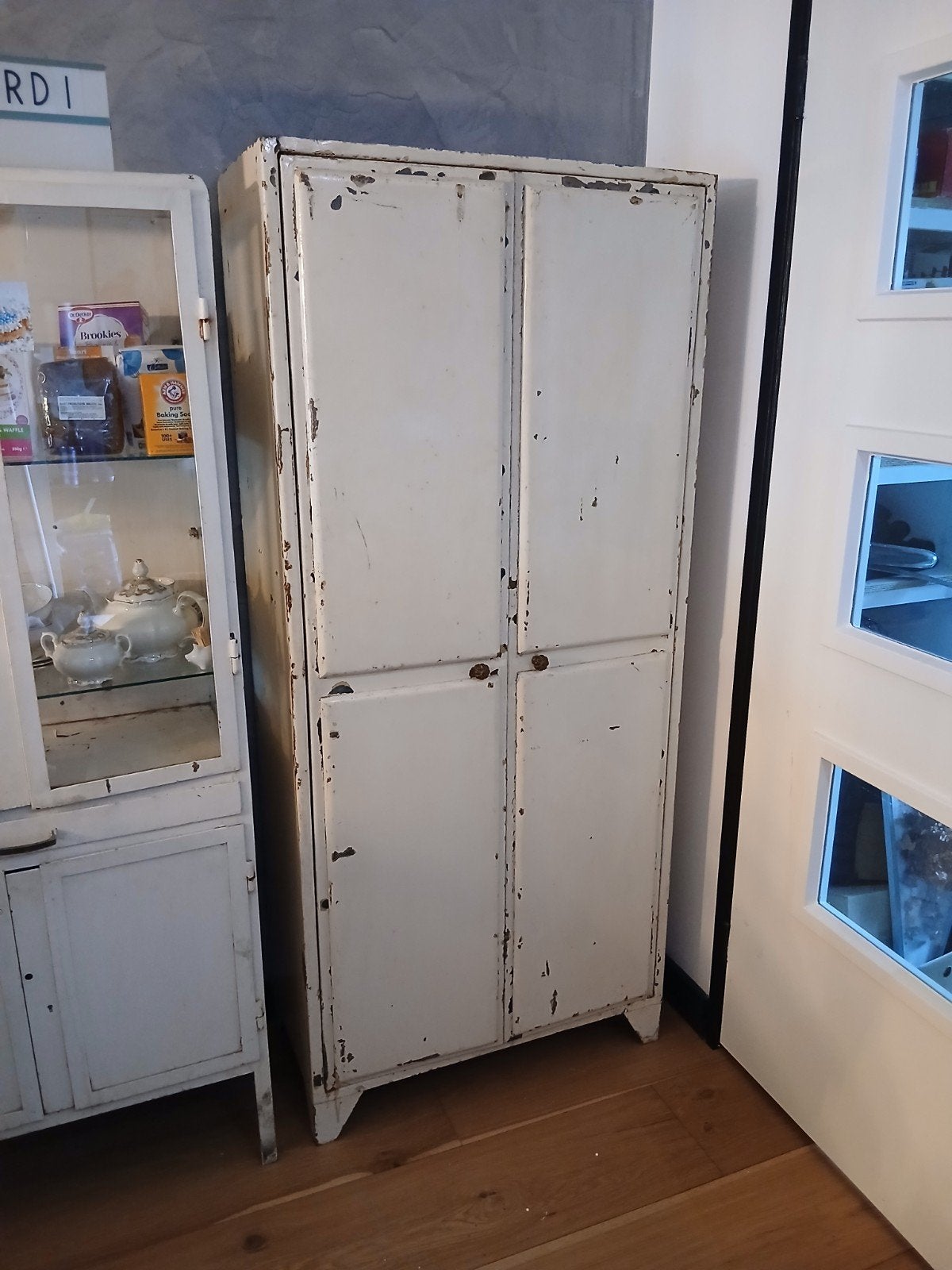 metalen, vintage franse linnenkast, Ophalen, Gebruikt