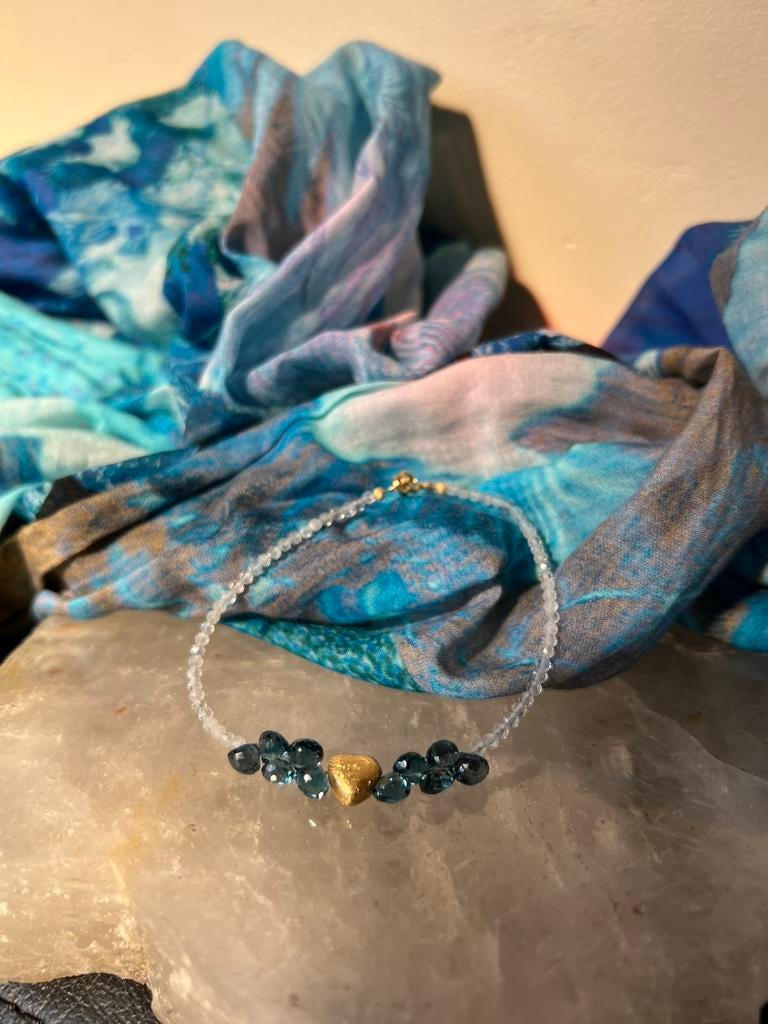 Topaas London blue maansteen geluk intuïtie zeldzaam uniek, Met bedels of kralen, Blauw, Nieuw, Ophalen of Verzenden