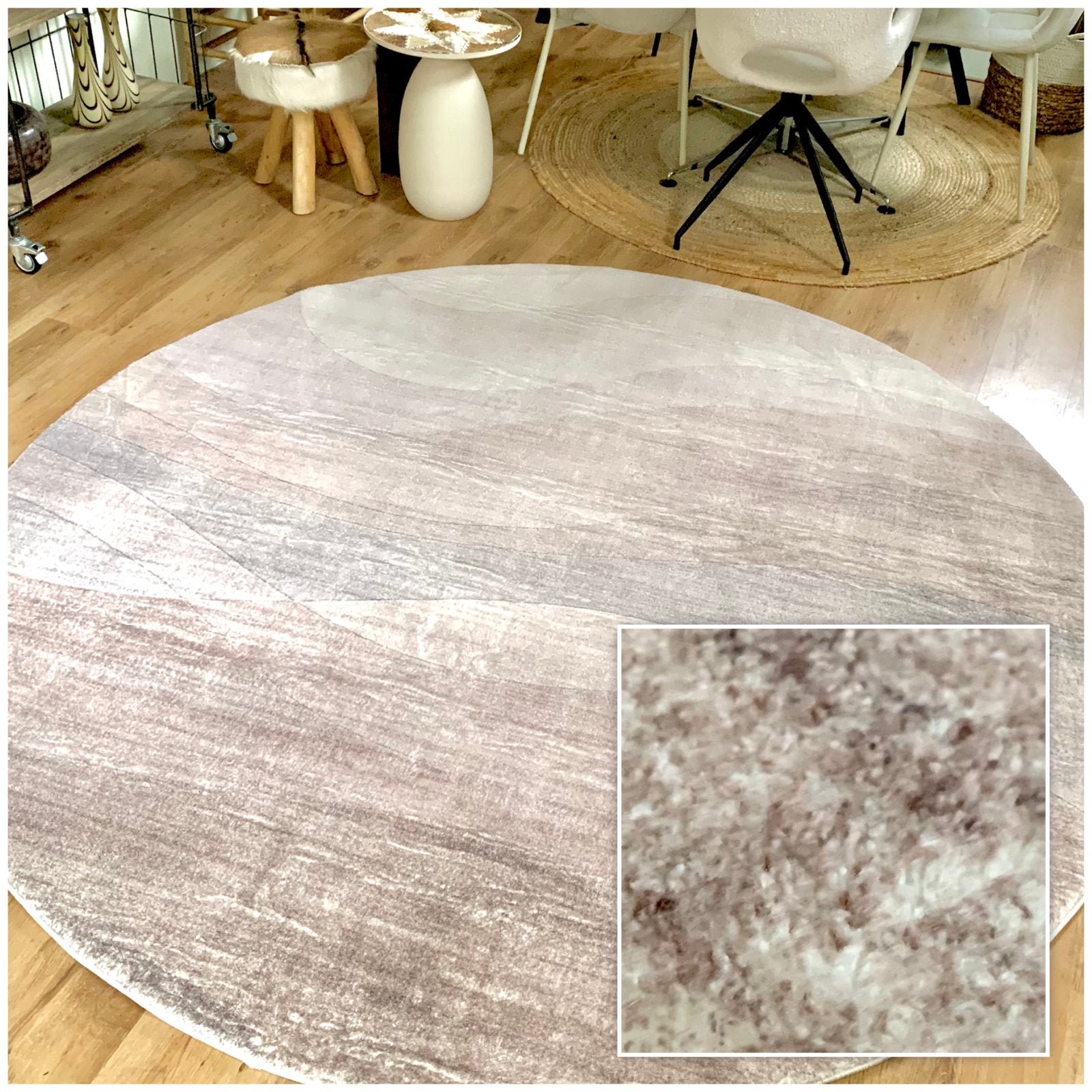 Mocha mousse xxl - japandi soft vloerkleed - fotostudio, Ophalen, Rond, 200 cm of meer, Zo goed als nieuw