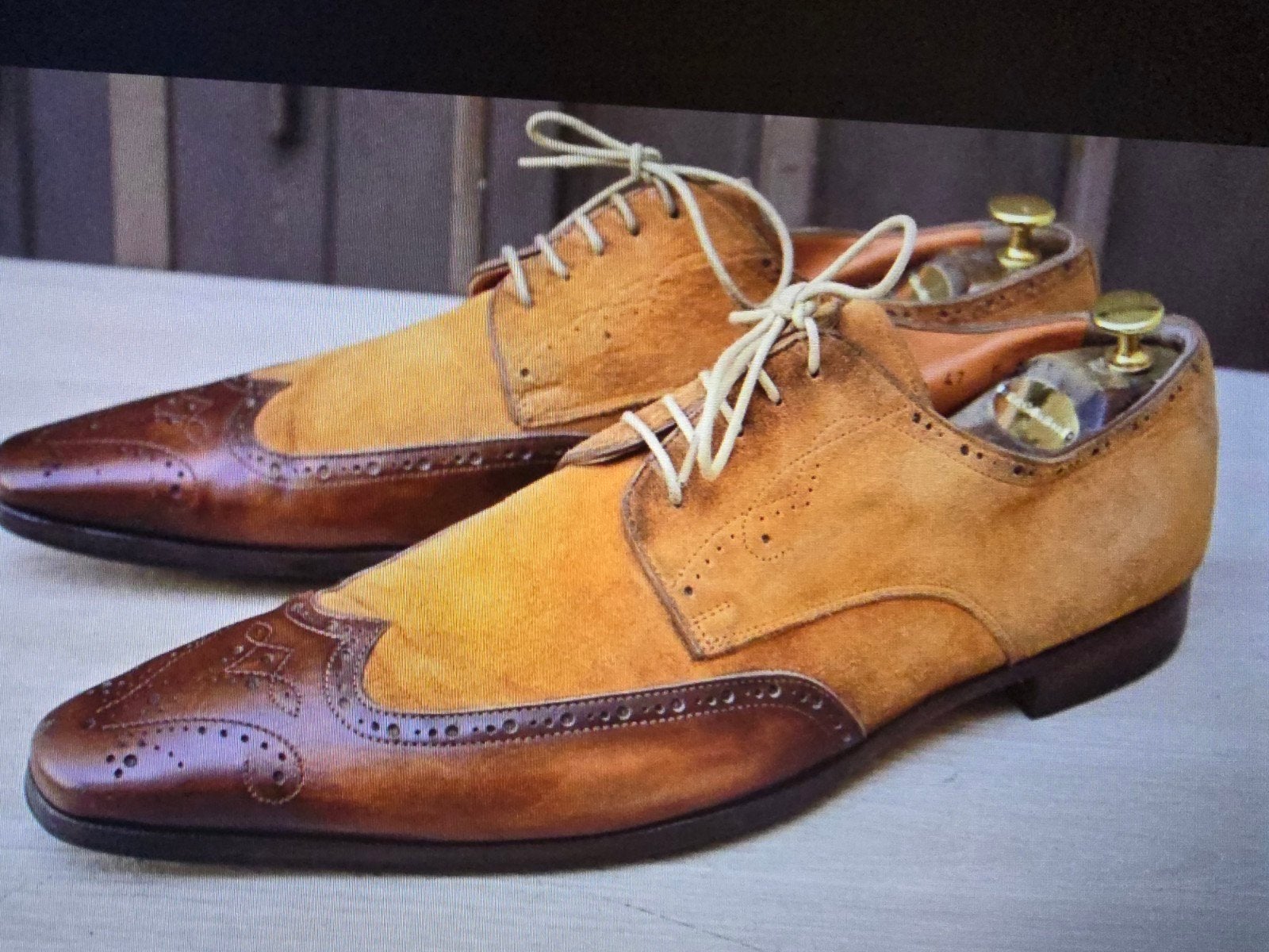 Mooie Santoni schoenen met Cognac kleur maat 42, Kleding | Heren, Bruin, Verzenden, Santoni, Gespschoenen