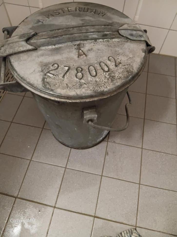 Amsterdamse Zinken Vuilnisbak -, Ophalen of Verzenden
