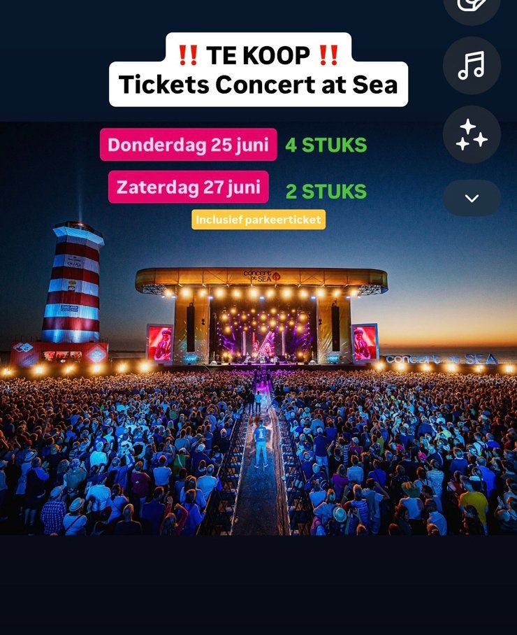 Tickets Concert at Sea DONDERDAG, Tickets en Kaartjes, Evenementen en Festivals, Drie personen of meer