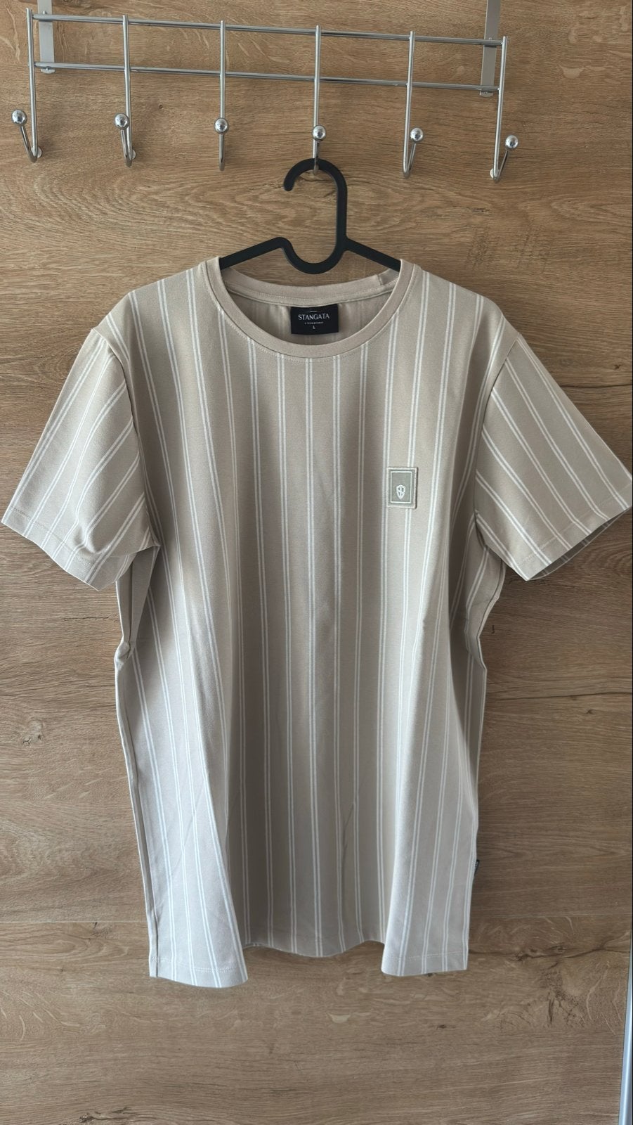 Stangata T-shirt met strepen - Beige - Maat L, Kleding | Heren, Ophalen of Verzenden, Zo goed als nieuw, Maat 52/54 (L), Beige