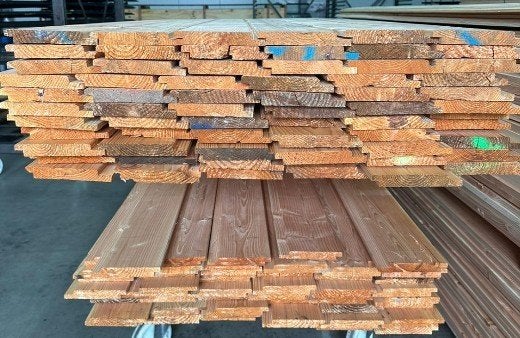Douglas hout 3, 4 ,5 meter channelsiding en rhombus profiel, Ophalen, Nieuw, 250 cm of meer, Planken