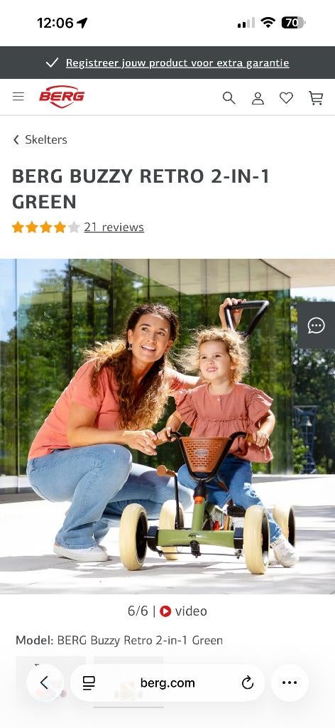 Berg Buzzy Retro Green 2 in 1 skelter, Ophalen, Nieuw, Berg