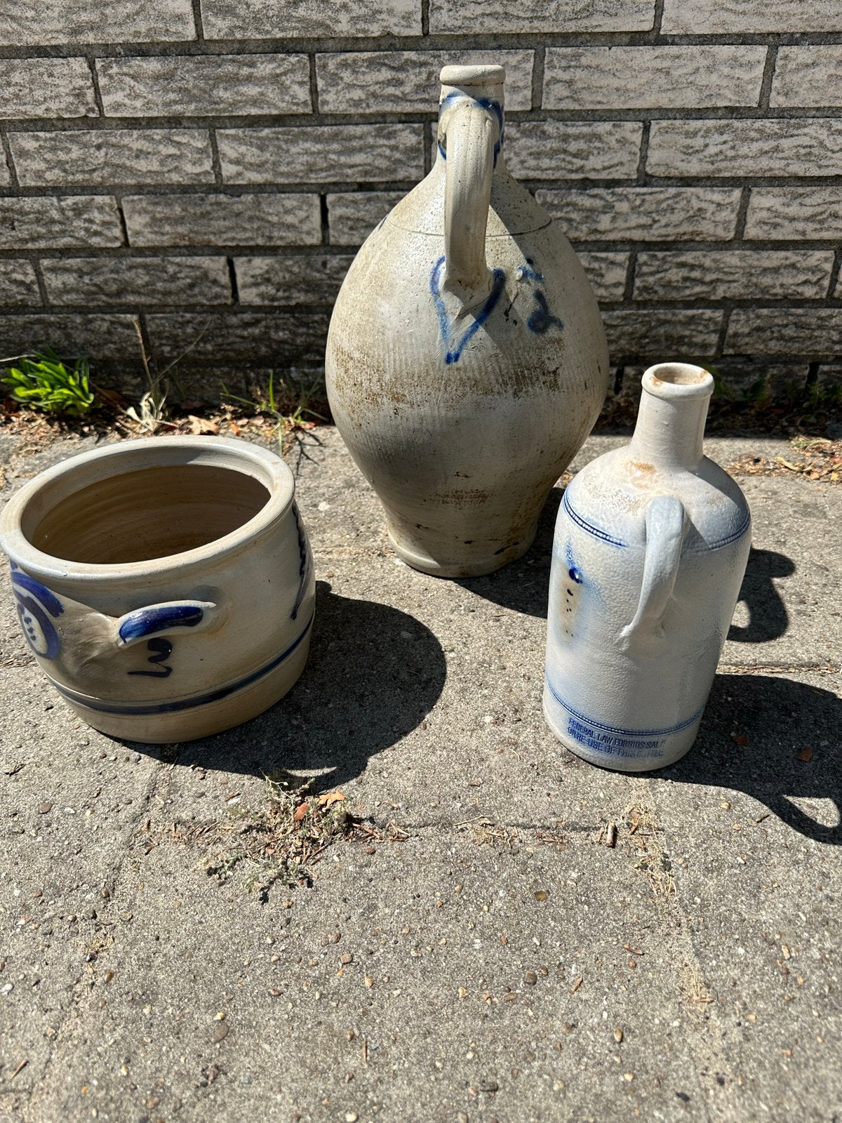 Set van 3 Antieke Zoutglazuur Kruiken en Pot, Antiek en Kunst, Ophalen