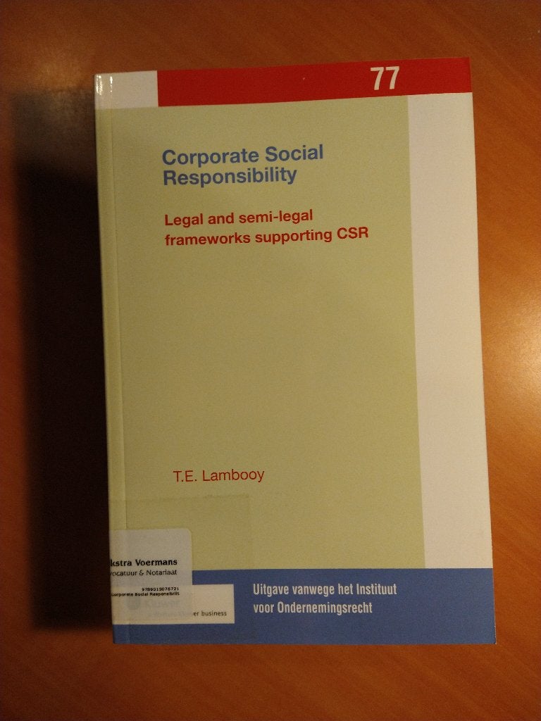Lambooy, T.E. Corporate Social Responsibility, Ophalen of Verzenden, Zo goed als nieuw, Sociale wetenschap