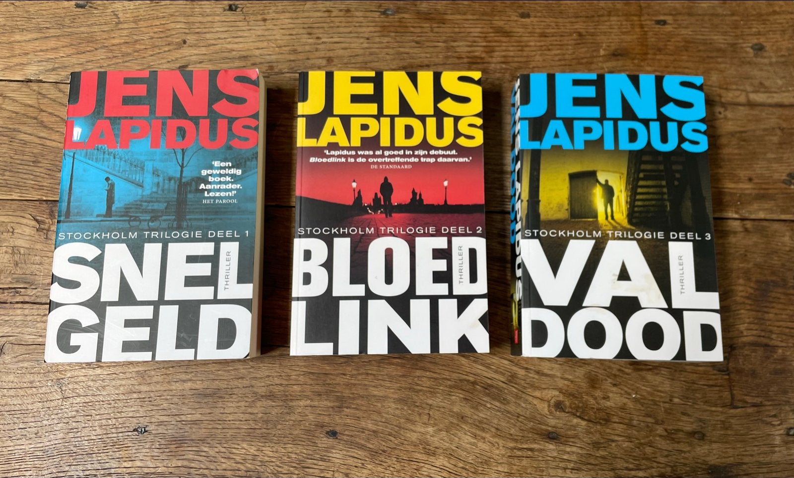 Jens Lapidus Stockholm Trilogie: Snel Geld, Bloedlink, Val D, Ophalen, Zo goed als nieuw