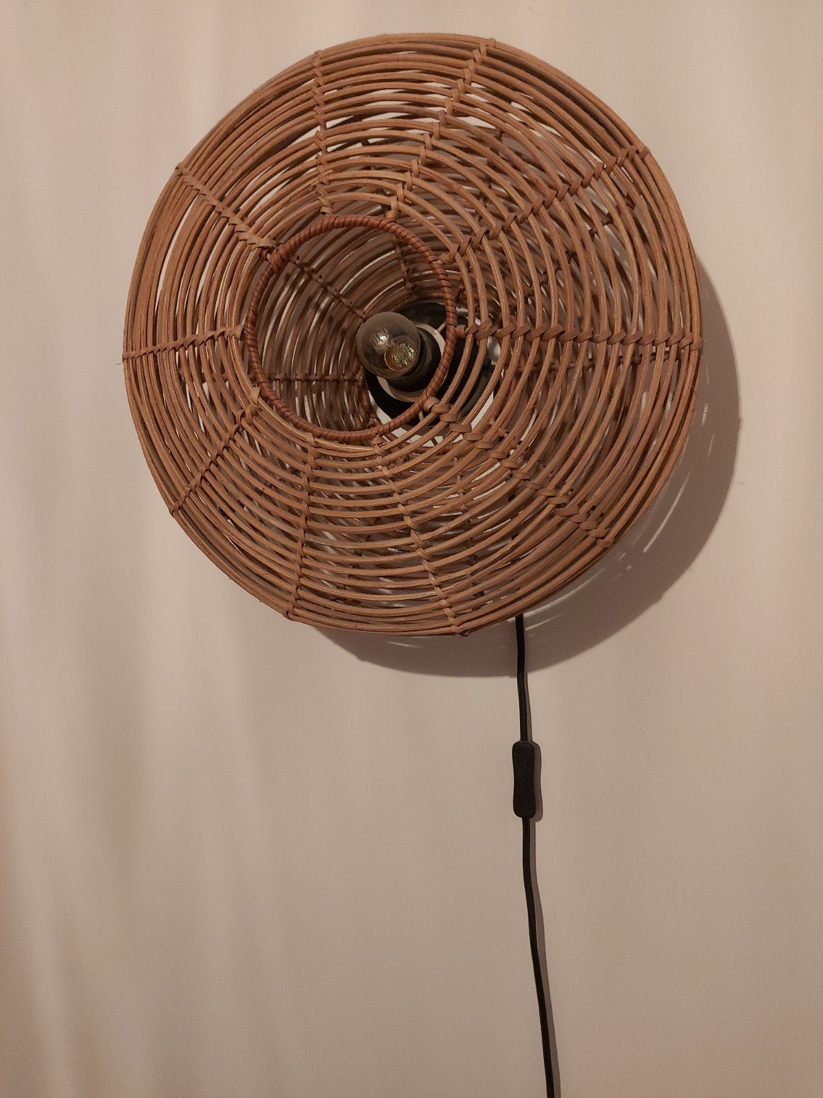 Wandlamp rotan Ø40, Ophalen, Minder dan 100 cm