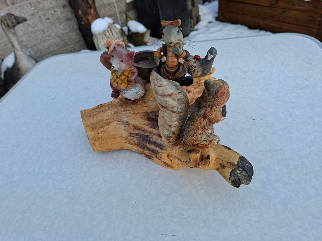 mooi beeld beeldjes op boomstam mooie decoratie, Ophalen of Verzenden, Zo goed als nieuw, Mens
