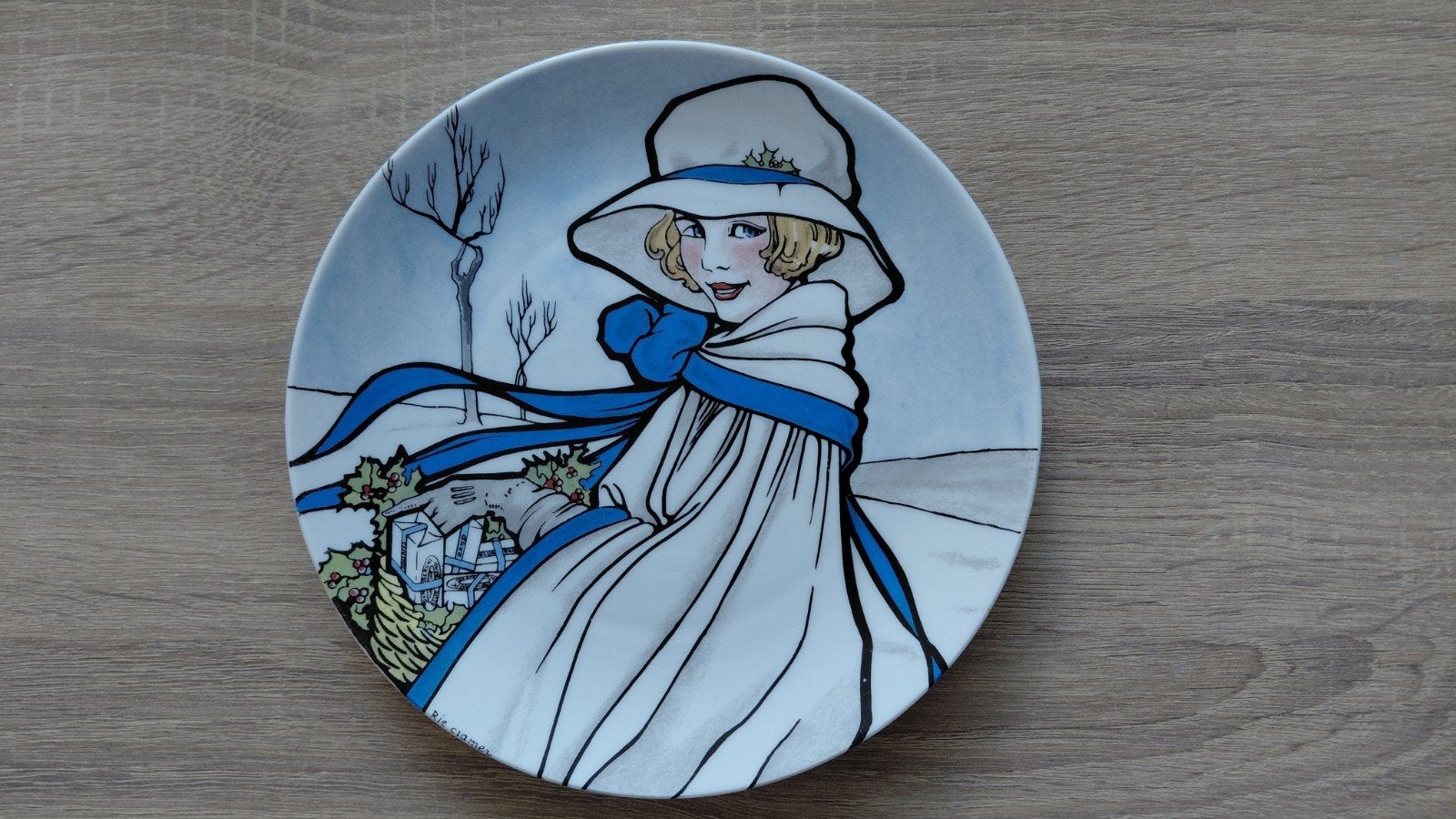 Seltmann bord 19,5 cm Rie Cramer, winter, Blue Band-meisje, Ophalen of Verzenden, Zo goed als nieuw, Bord(en), Overige stijlen