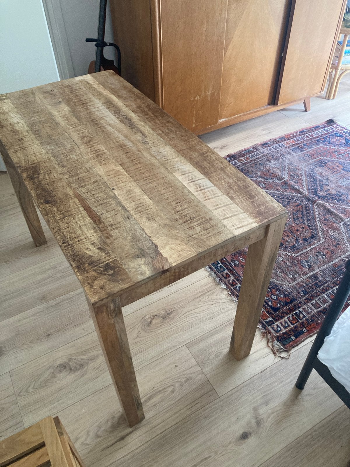 Ruw Mangohouten tafel (bureau), Huis en Inrichting, Tafels | Eettafels, Ophalen, 100 tot 150 cm, Tot twee personen, 50 tot 100 cm