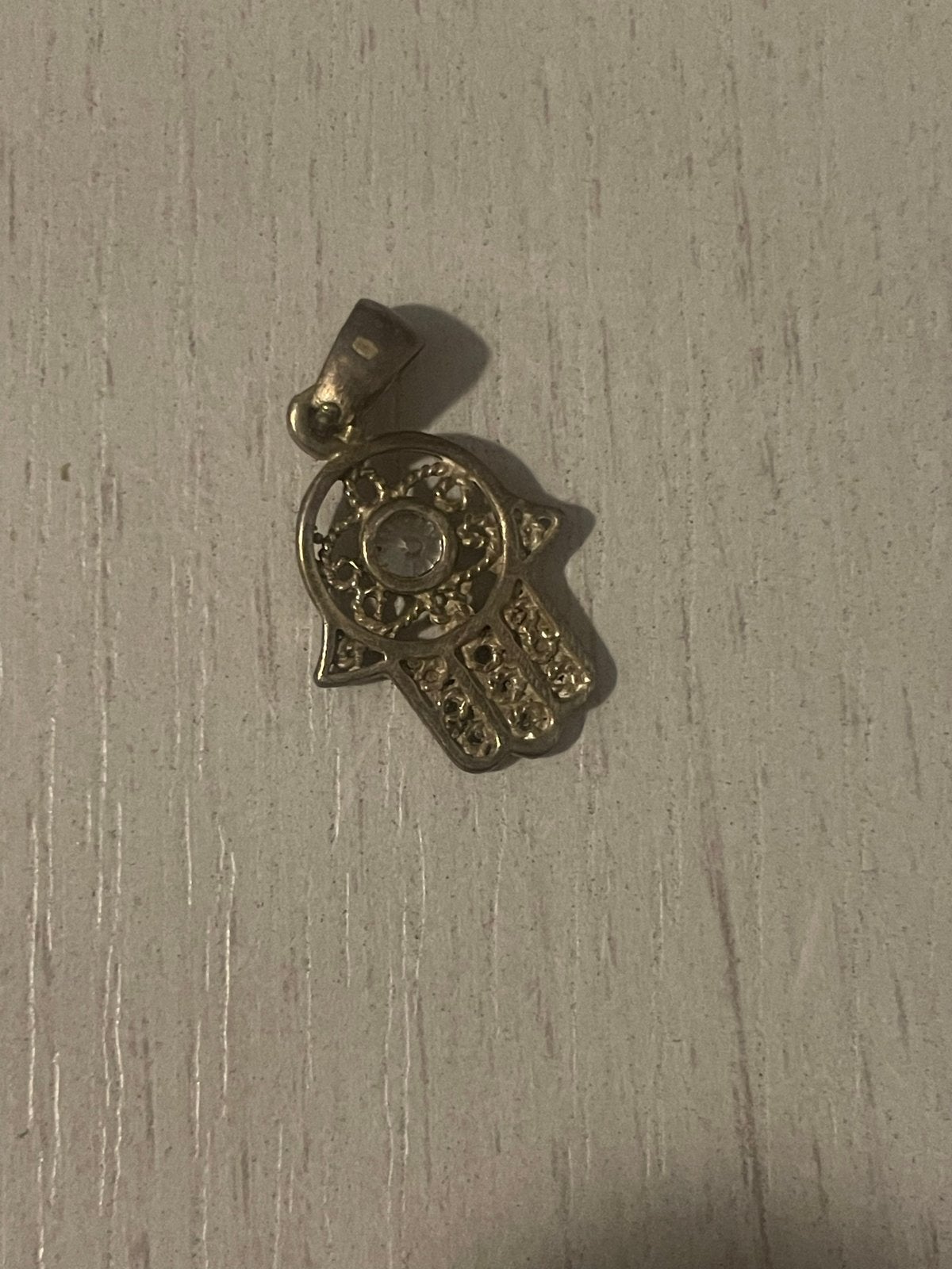 Zilveren Hamsa Hand Hanger met Steen, Gebruikt, Overige voorstellingen, Ophalen of Verzenden, Met edelsteen
