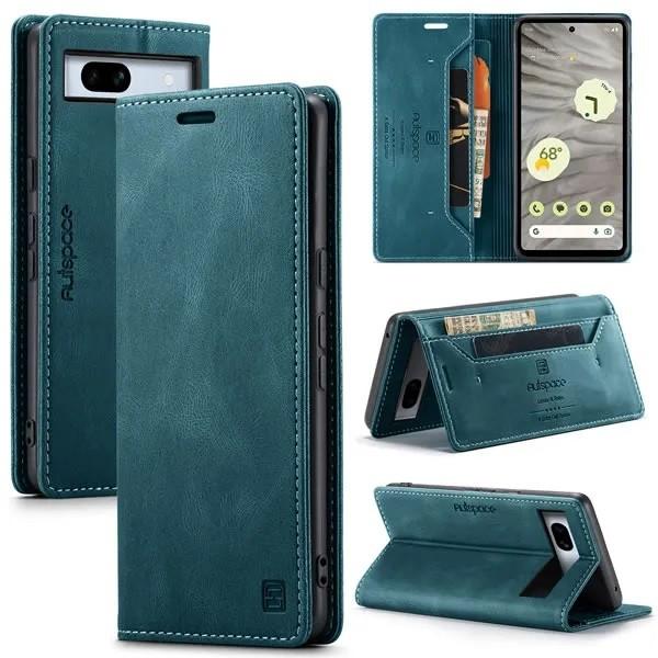 Luxe Flip Case + Screen Protector for Google Pixel 7A _ Blue, Verzenden, Nieuw, Hoesje of Tasje