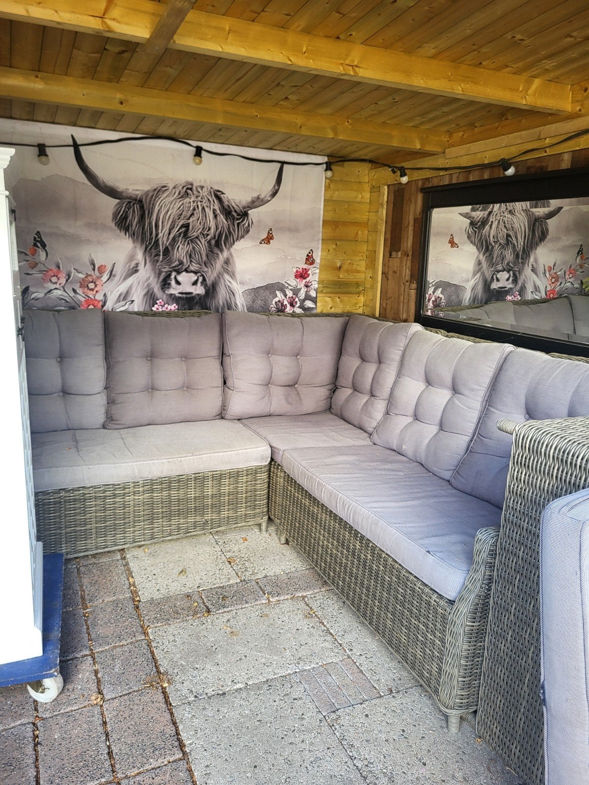 Comfortabele Wicker Loungeset met Kussens, Ophalen, 5 zitplaatsen, Zo goed als nieuw, Loungeset