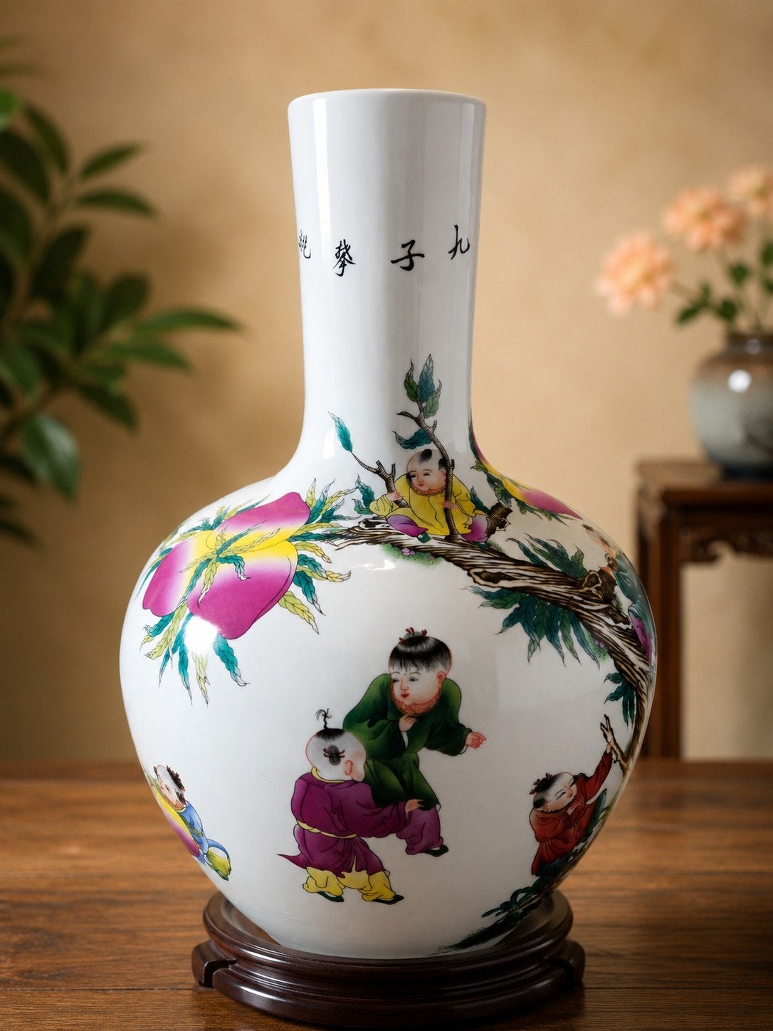 Chinese Tianqiuping Vaas – 56 cm hoog – Prachtige staat, Ophalen of Verzenden