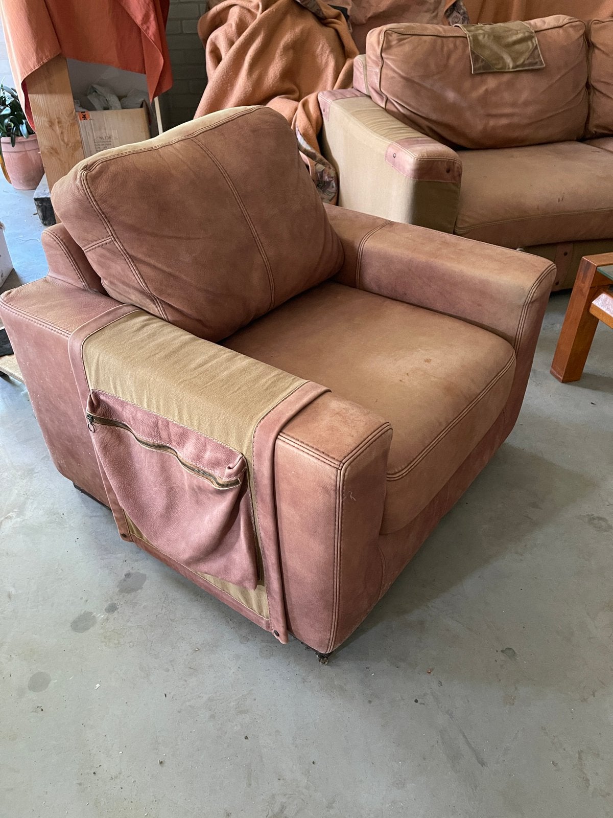 Bank en tafeltjes, Huis en Inrichting, Fauteuils, Ophalen, Zo goed als nieuw, 75 tot 100 cm