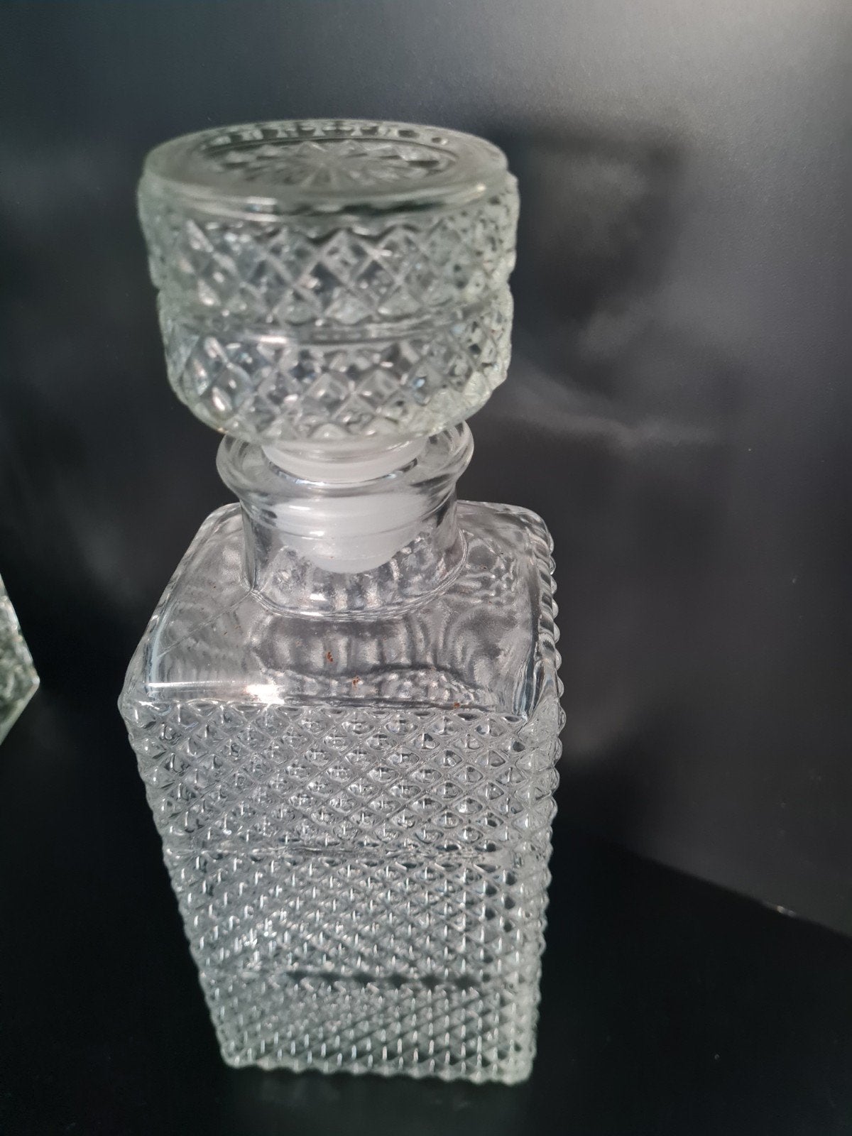 Vintage glazen karaf met ruitpatroon, Ophalen of Verzenden