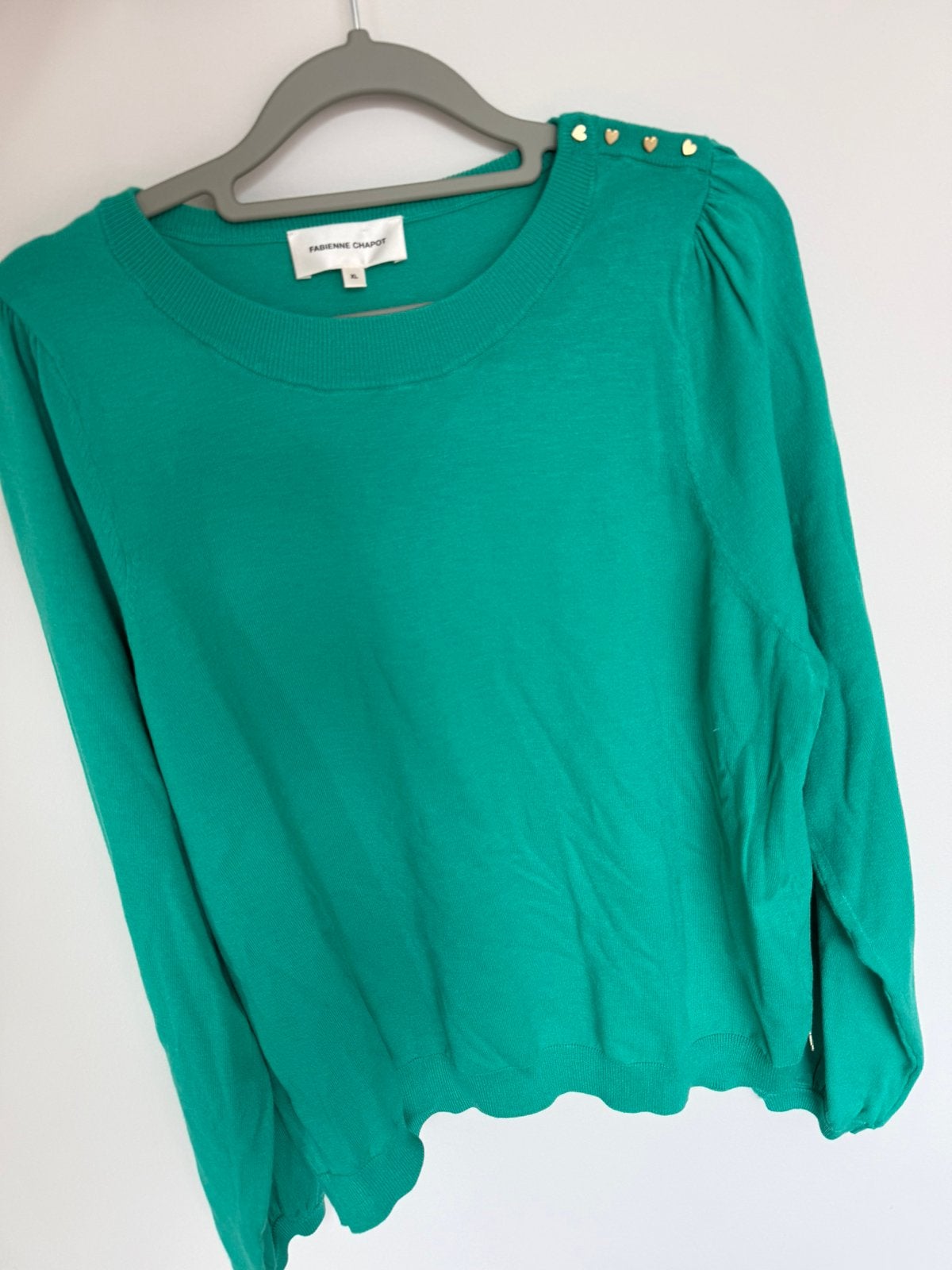 Fabienne Chapot truitje groen, XL, hartjes, zgan, Maat 46/48 (XL) of groter, Ophalen of Verzenden, Zo goed als nieuw, Korte mouw
