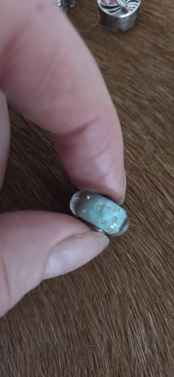 pandora bedels, zilver en glas, zo goed als nieuw, Overige merken, Ophalen of Verzenden, Zo goed als nieuw, 4 bedels of meer