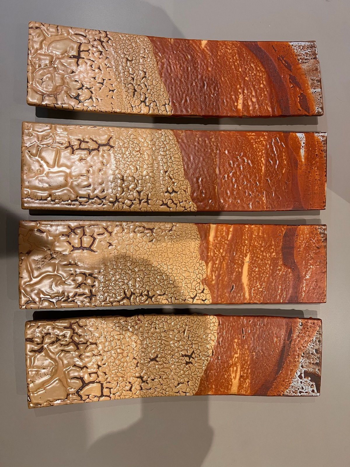 Uniek Aardewerk Vierluik - Abstracte Wanddecoratie, Antiek en Kunst, Ophalen of Verzenden
