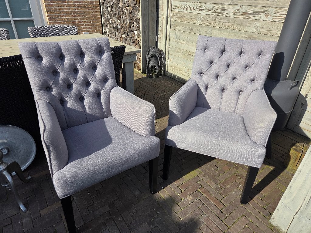 Grijze eetkamer stoelen (Goossens), Huis en Inrichting, Stoelen, Ophalen, Gebruikt, Twee, Stof