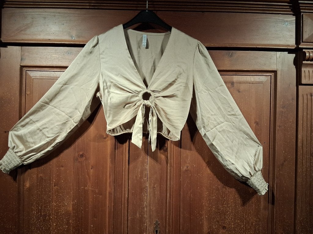 Goudkleurige crop top Amisu S, Ophalen of Verzenden, Zo goed als nieuw, Lange mouw, Maat 36 (S)