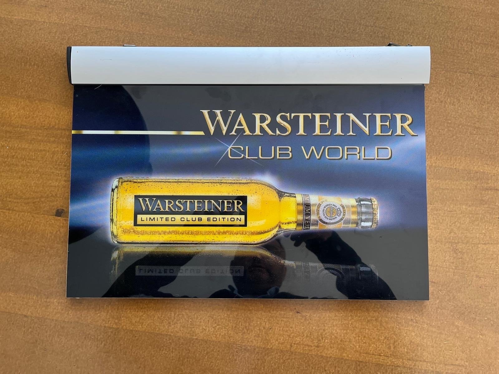 Warsteiner Club World Reclamebord, Ophalen, Gebruikt, Reclamebord