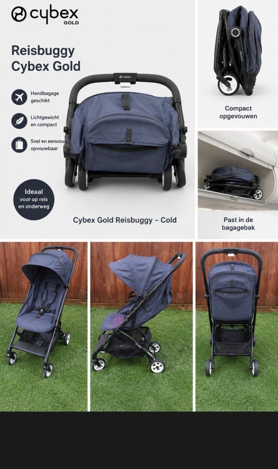 Cybex Gold Coya reisbuggy in donkerblauw., Overige merken, Gebruikt, 1107VA, Ophalen of Verzenden