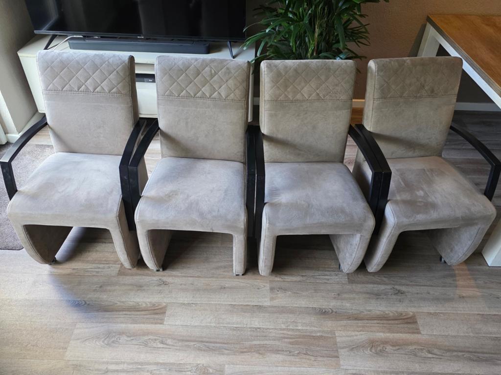 Set van 4 eetkamerstoelen met armleuningen, Gebruikt, Overige kleuren, Ophalen of Verzenden, Vier
