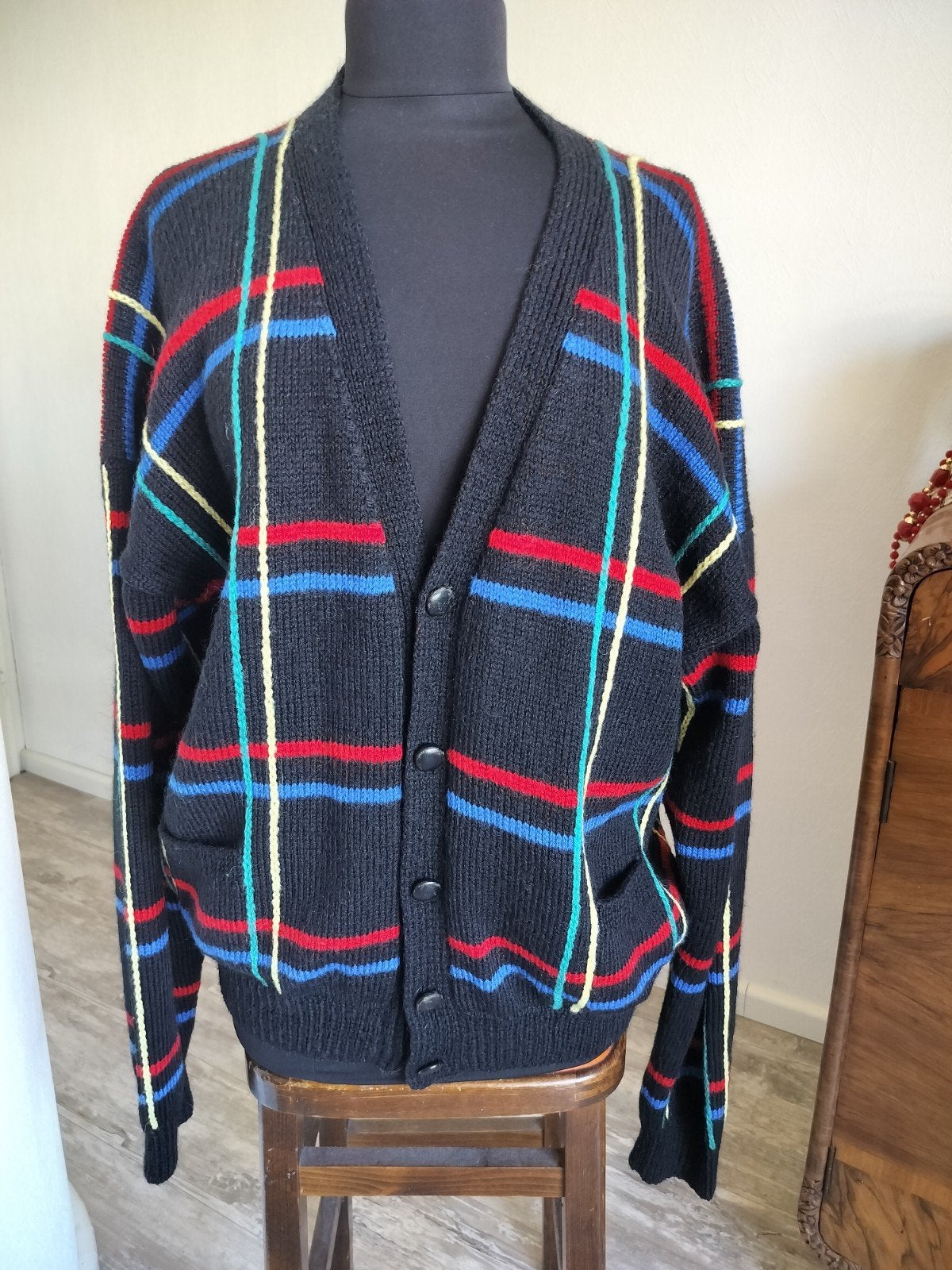 Vintage wollen vest, Kleding | Dames, Truien en Vesten, Ophalen of Verzenden, Zo goed als nieuw, Blauw