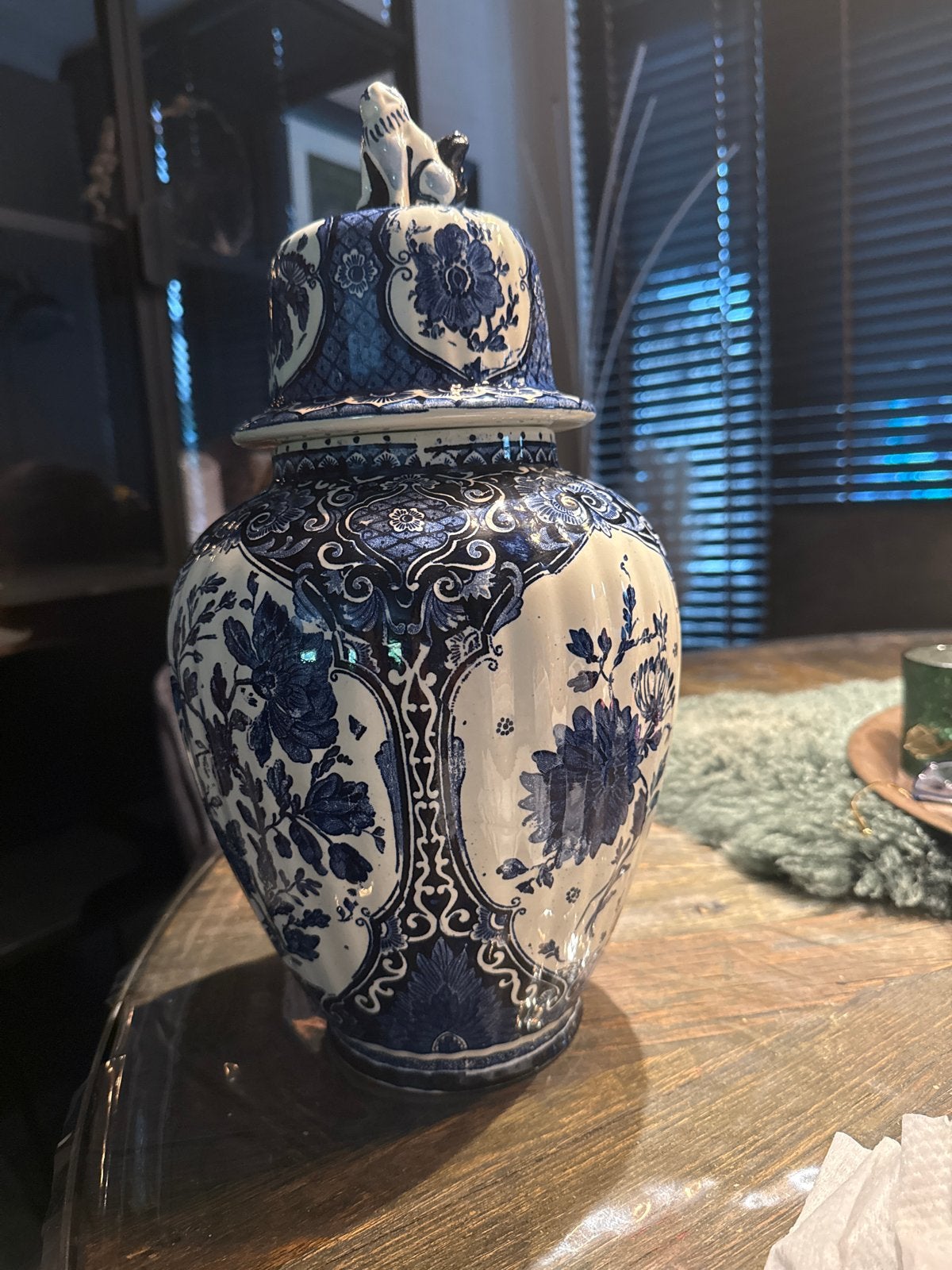 Prachtige Delfts Blauwe Vaas met Deksel - Boch Royal Sphinx, Ophalen