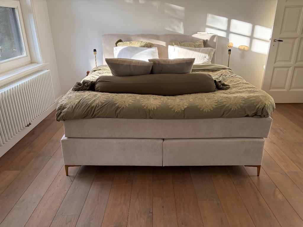 Boxspring hoge kwaliteit, Ophalen, Crème, Gebruikt, Tweepersoons