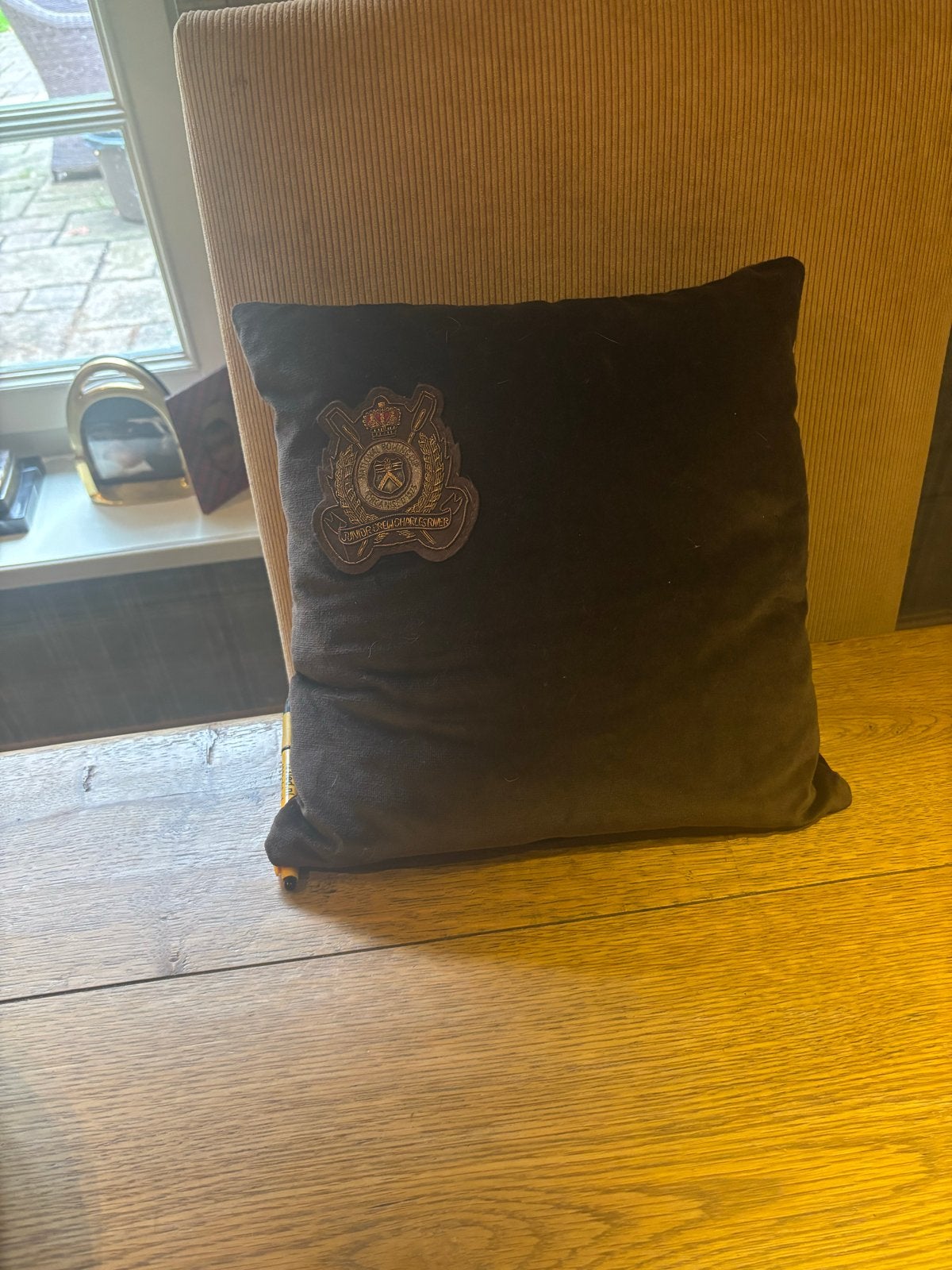 Fluwelen kussen met embleem - Vintage stijl, Ophalen of Verzenden, Gebruikt, Vierkant