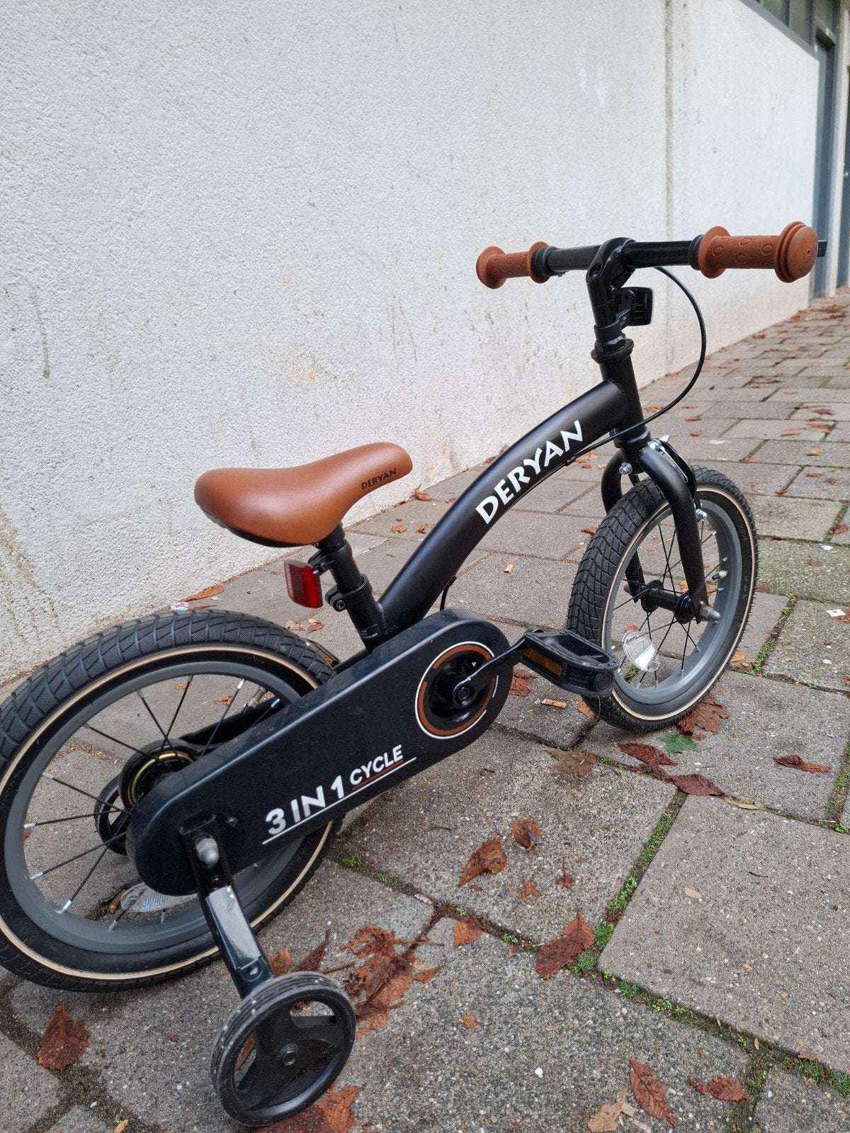 Deryan 3-in-1 Luxe Loopfiets Zwart - 14 inch, Ophalen, Deryan, Schijfrem, Minder dan 16 inch