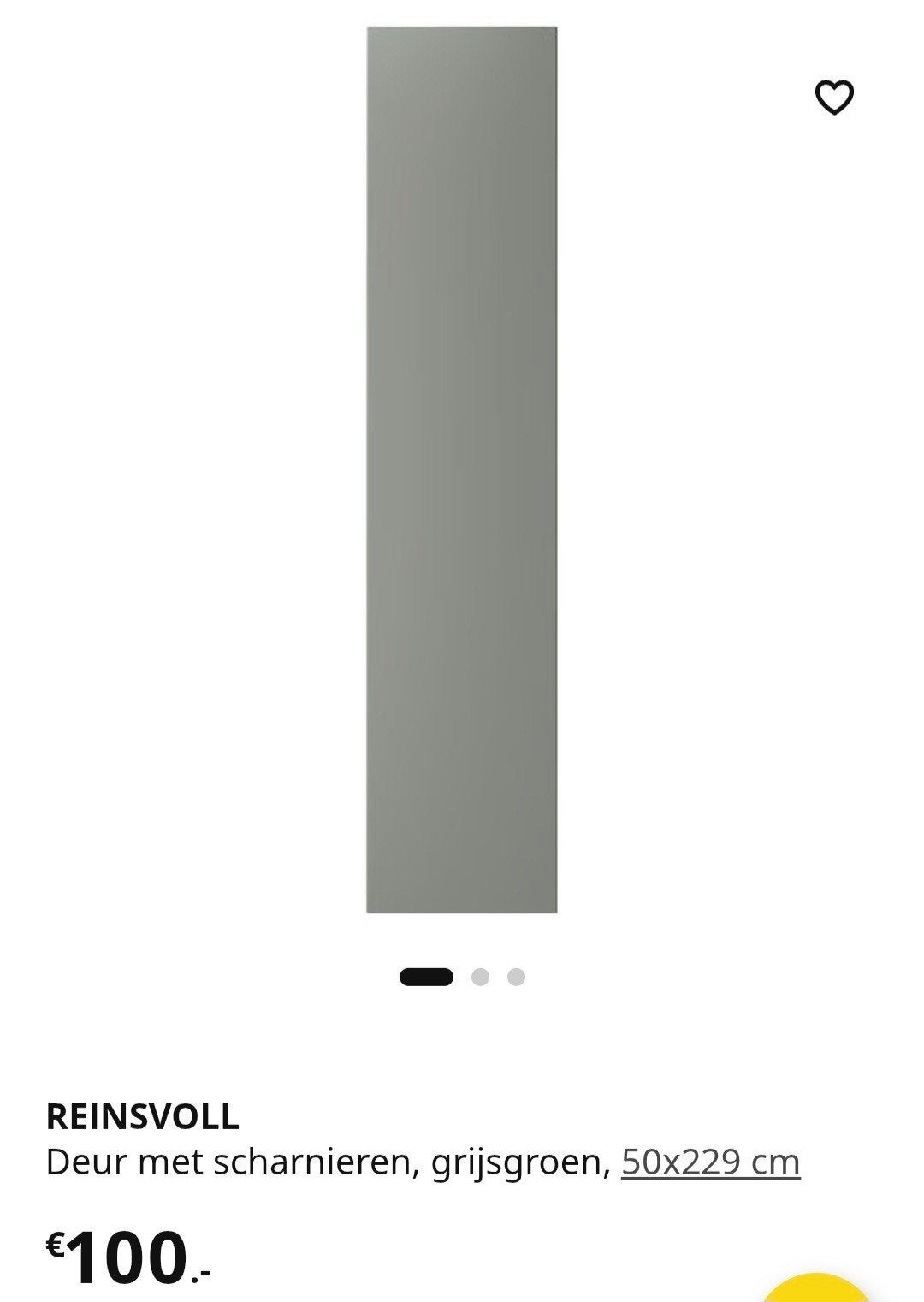 Ikea pax rensvoll deur grijsgroen 50*229 cm, Huis en Inrichting, Kasten | Kledingkasten, Ophalen, Minder dan 25 cm, 50 tot 100 cm