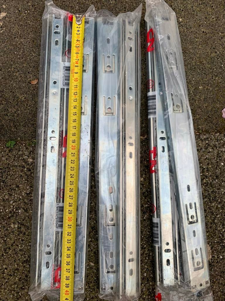 Ladegeleiders nieuw, maten zie foto, per set voor 3 lades, Ophalen, Minder dan 50 cm, Nieuw, 3 of 4 laden