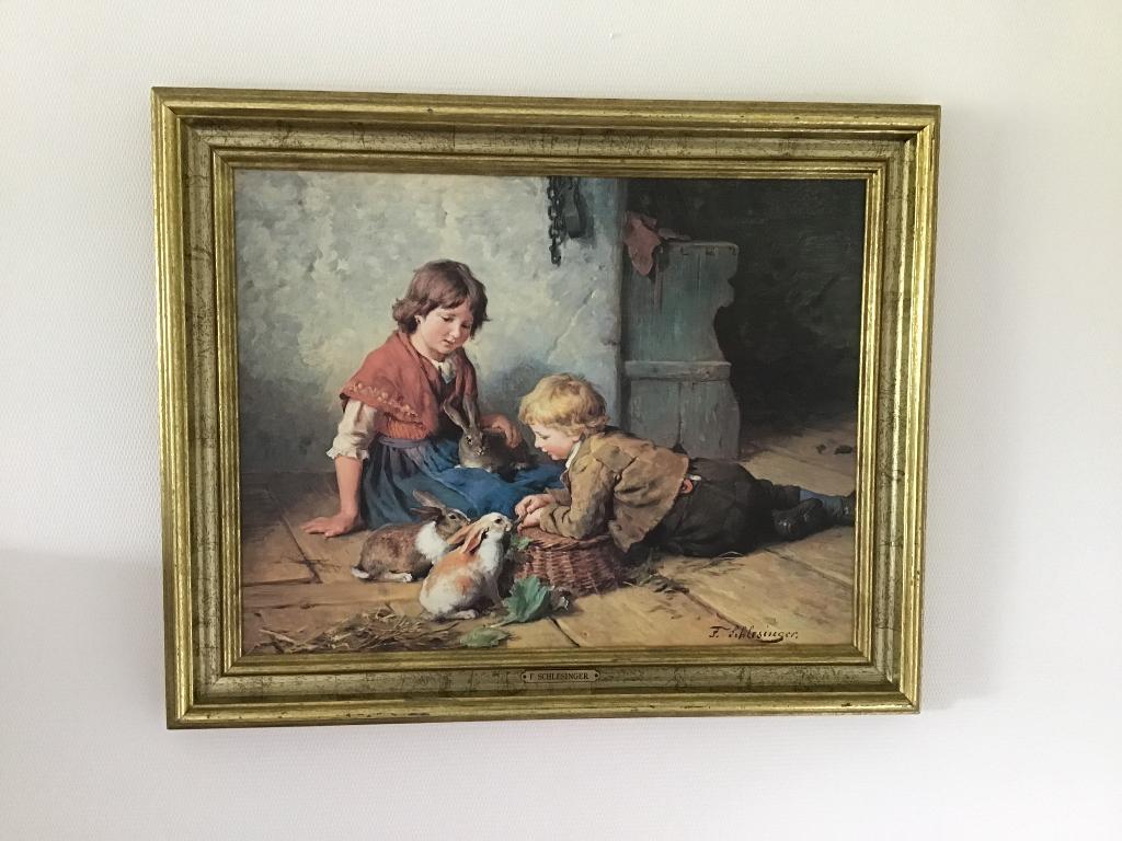 Reproductie olieverf schilderij kunstschilder F. Schlesinger, Ophalen