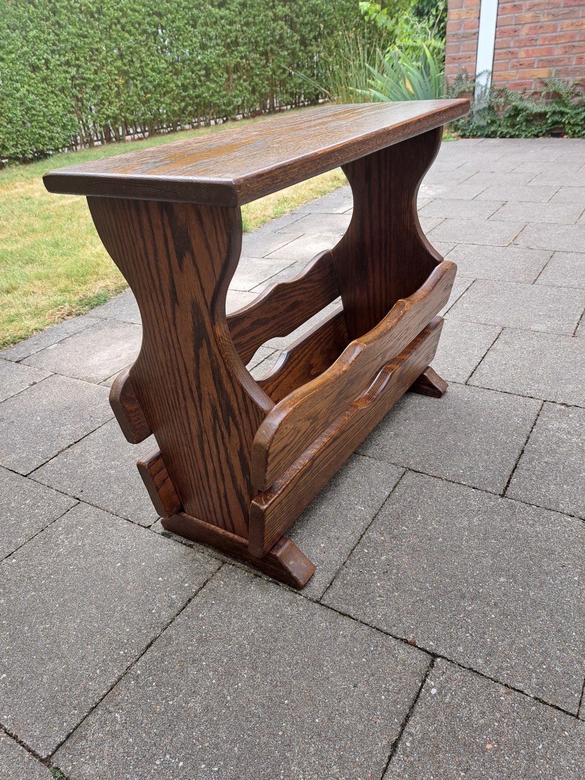 Vintage houten lectuurbak / bijzettafel, Ophalen, Gebruikt, Vintage, Hout