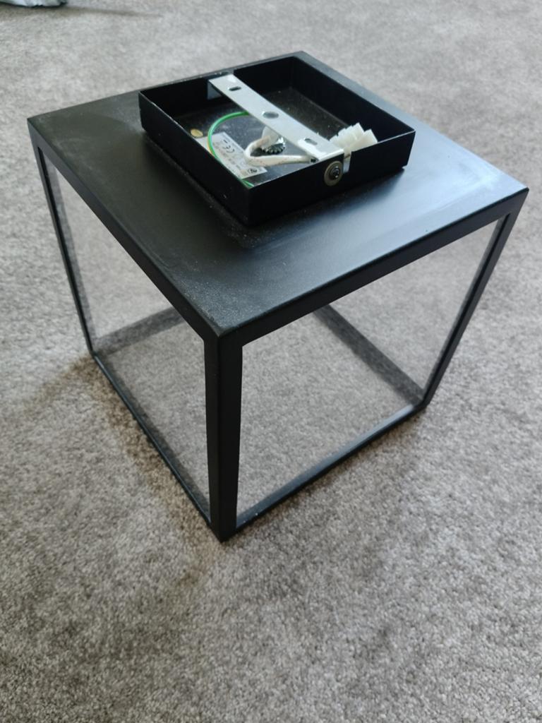 Stijlvolle zwarte plafondlamp - Karwei design, Ophalen, Zo goed als nieuw, Glas, Modern, Industrieel, Strak